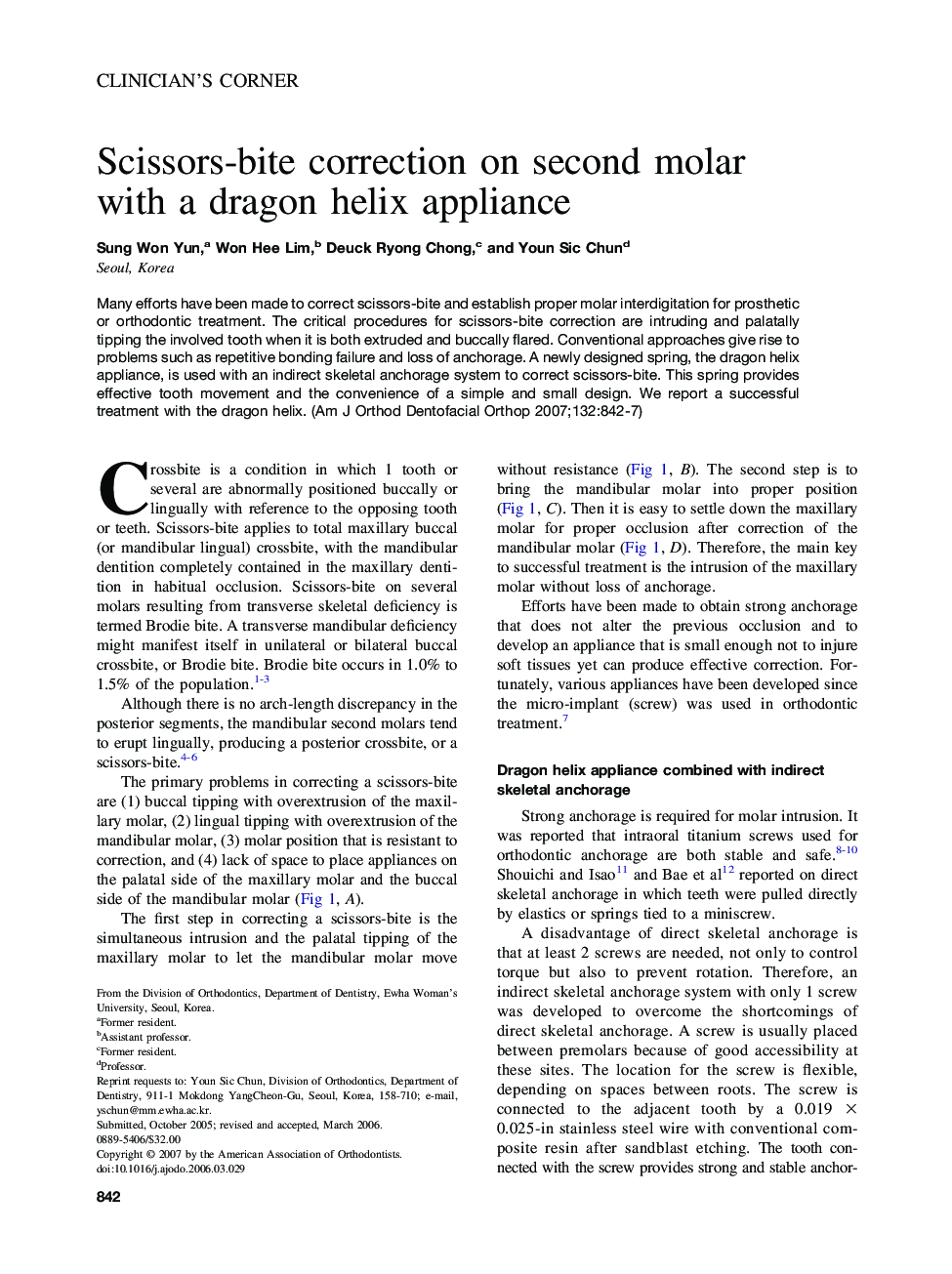 Scissors-bite correction on second molar with a dragon helix appliance