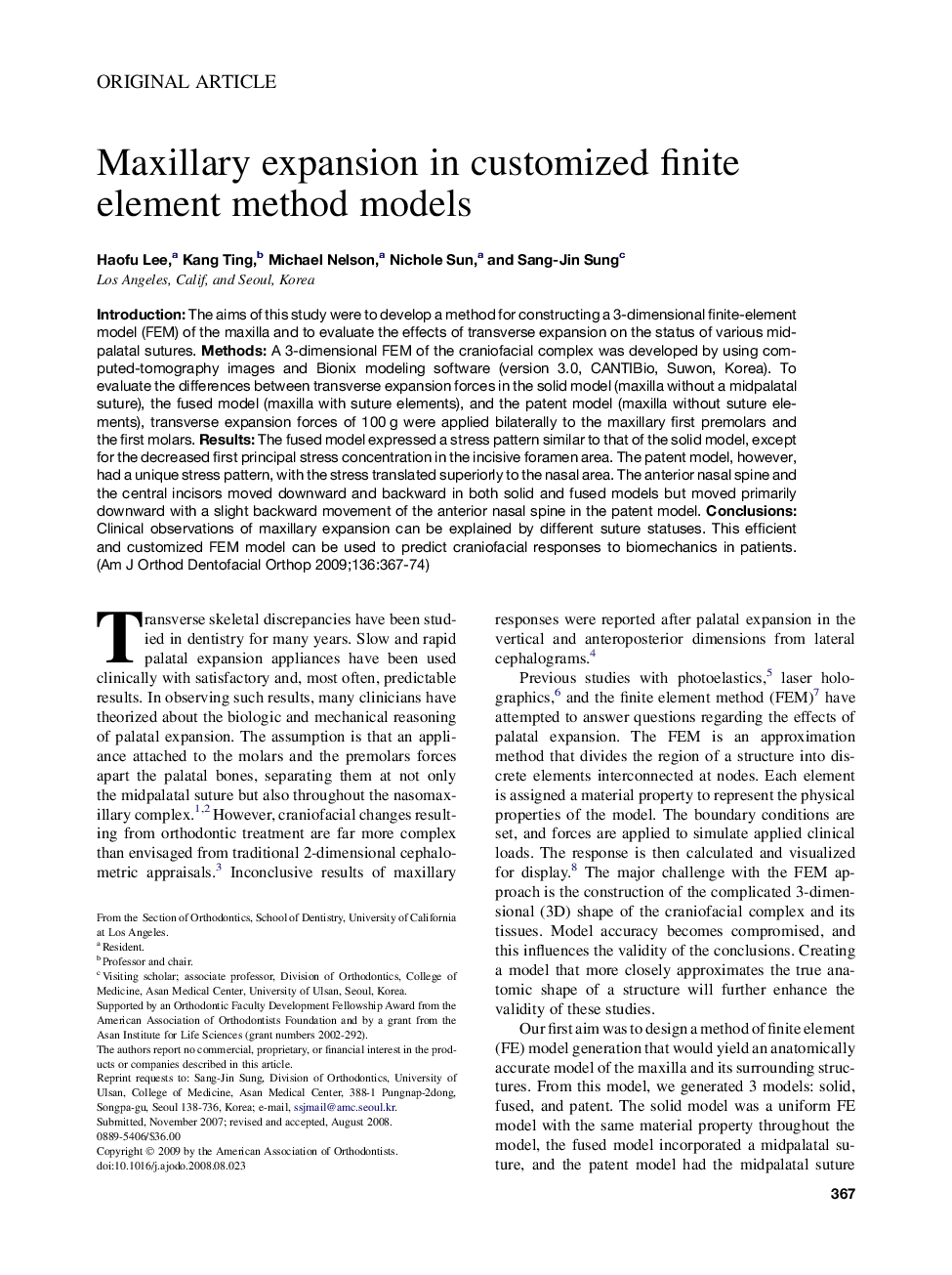 Maxillary expansion in customized finite element method models 