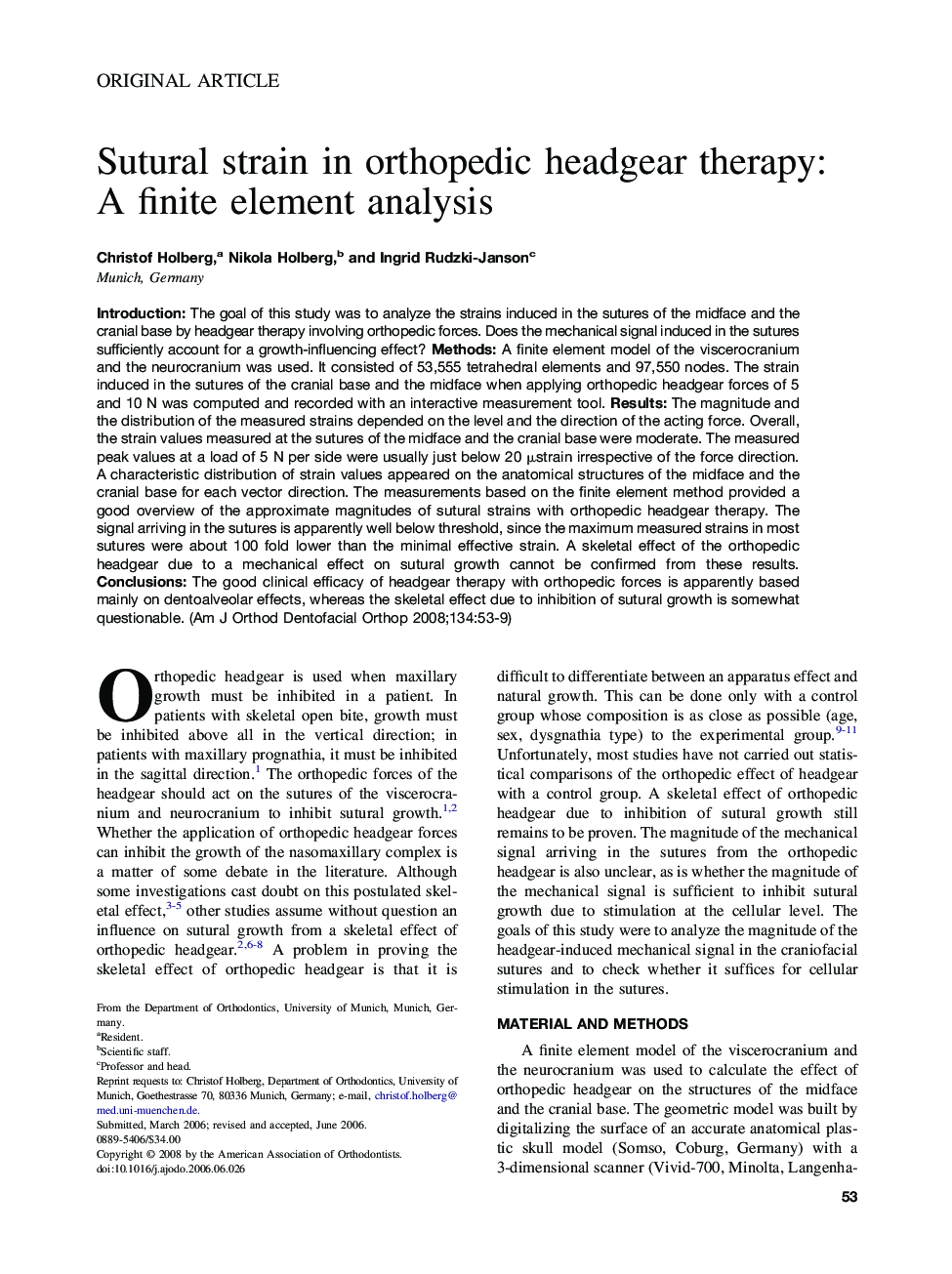 Sutural strain in orthopedic headgear therapy: A finite element analysis