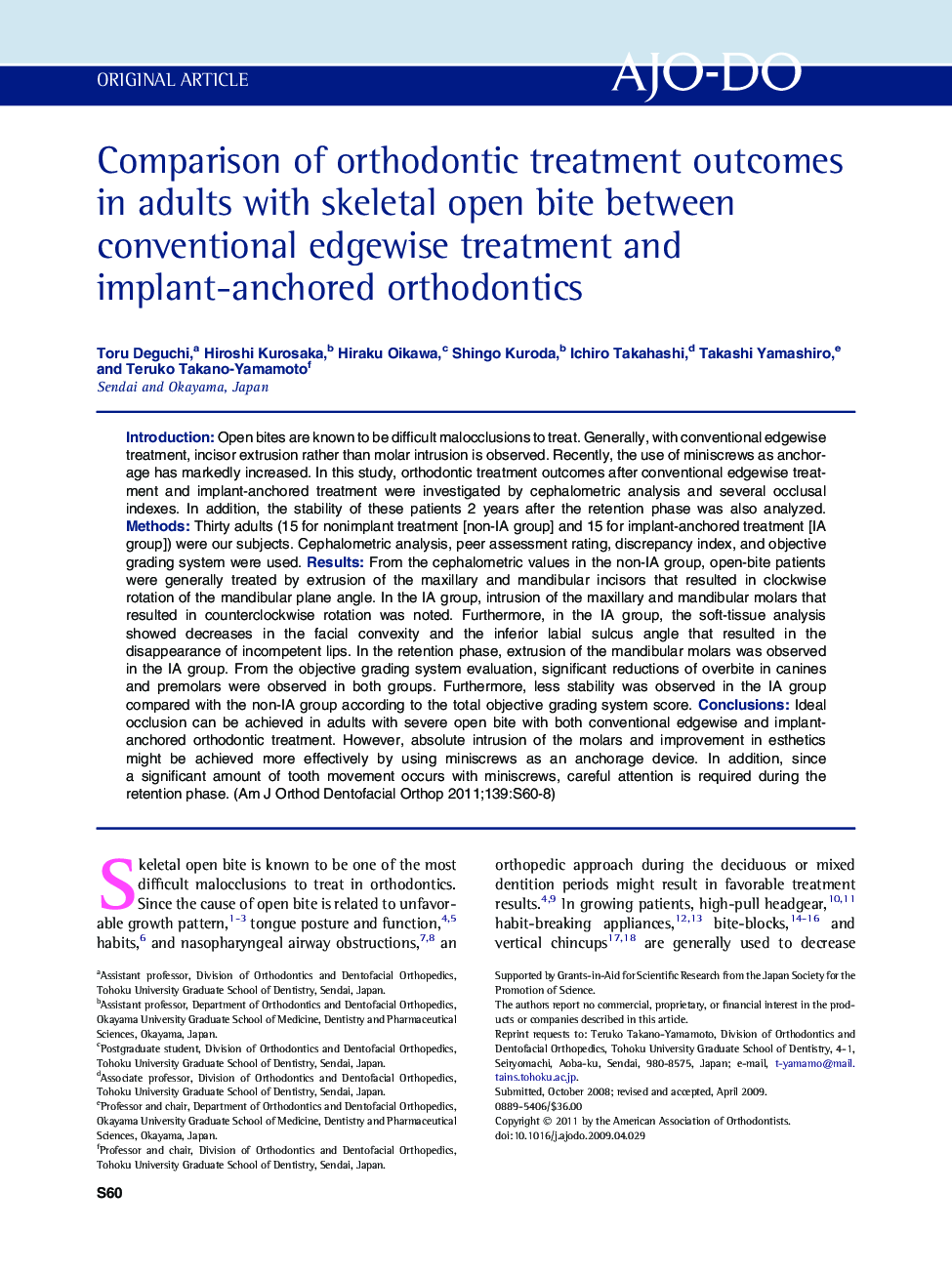 Comparison of orthodontic treatment outcomes in adults with skeletal open bite between conventional edgewise treatment and implant-anchored orthodontics 