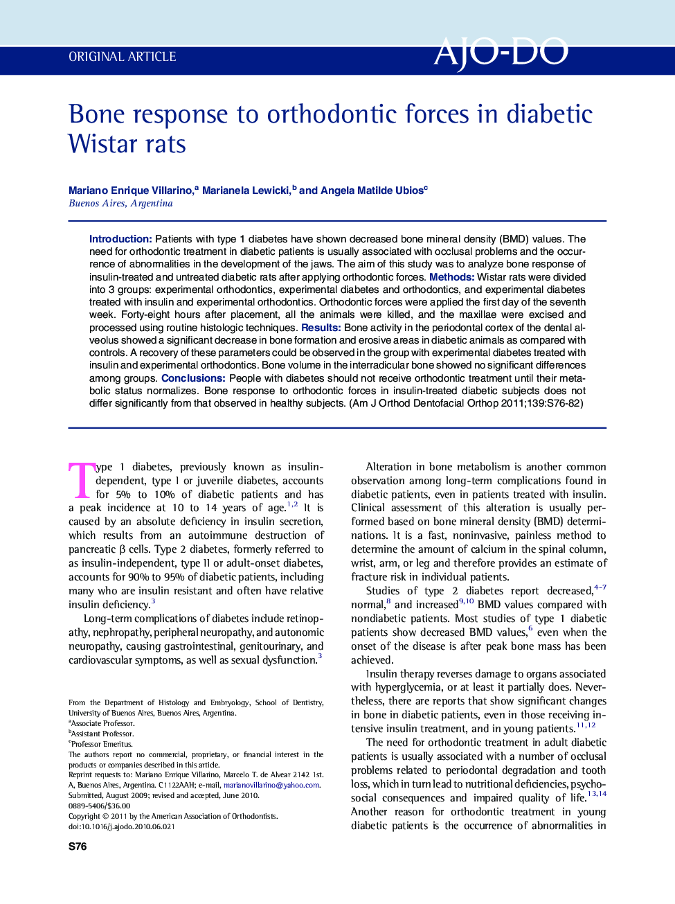 Bone response to orthodontic forces in diabetic Wistar rats 