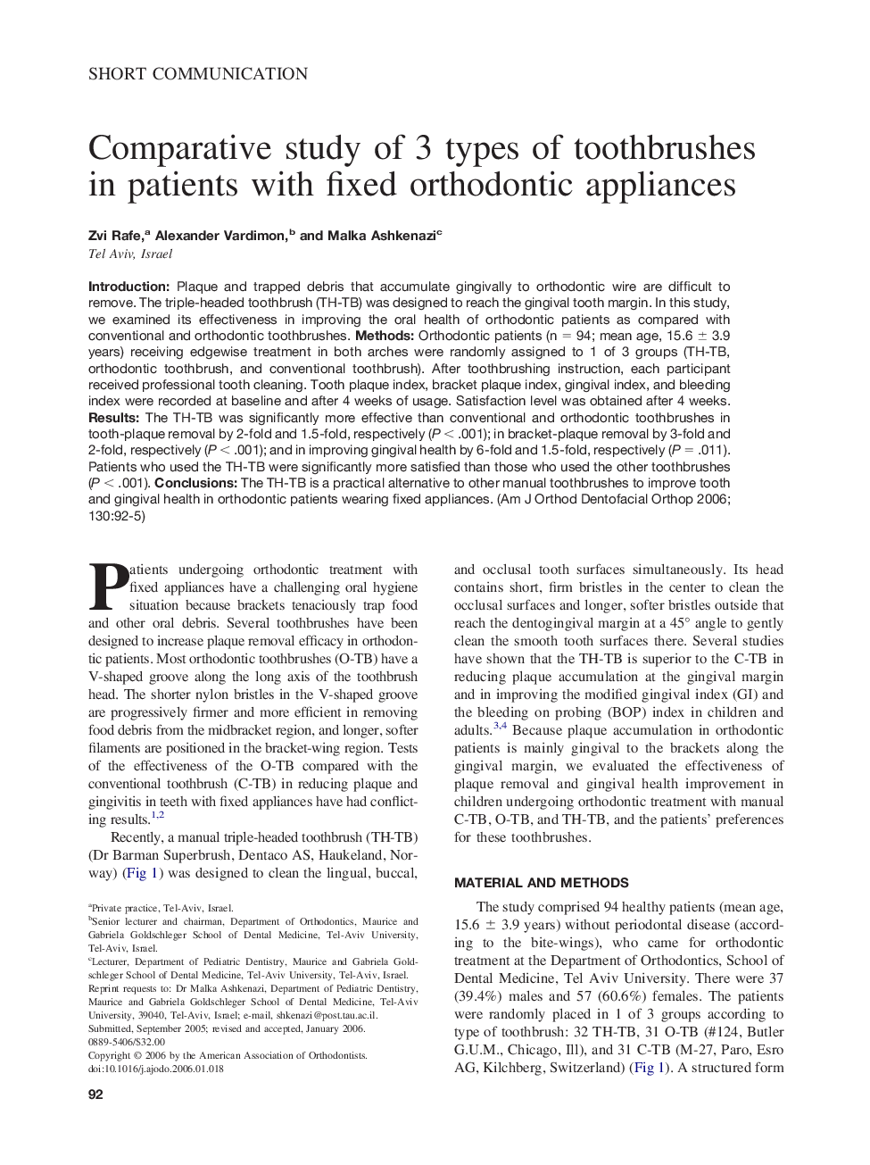 Comparative study of 3 types of toothbrushes in patients with fixed orthodontic appliances