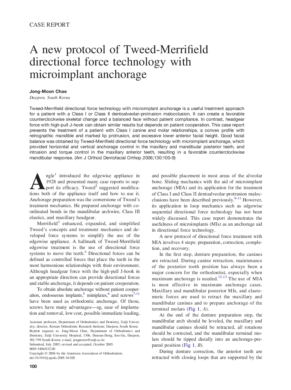 A new protocol of Tweed-Merrifield directional force technology with microimplant anchorage