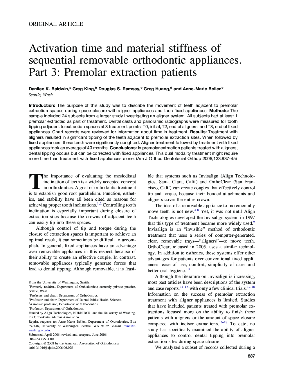 Activation time and material stiffness of sequential removable orthodontic appliances. Part 3: Premolar extraction patients 