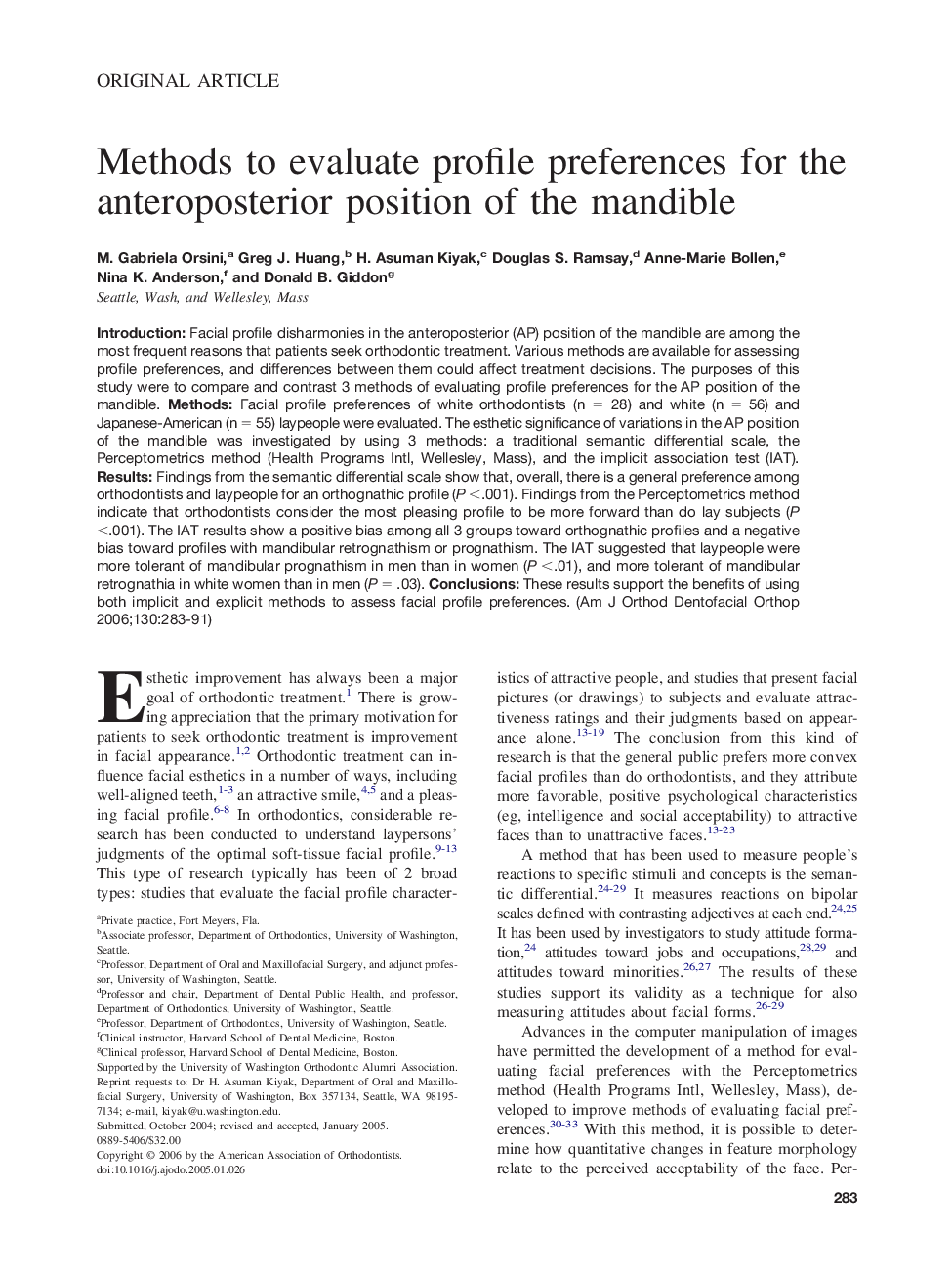 Methods to evaluate profile preferences for the anteroposterior position of the mandible 