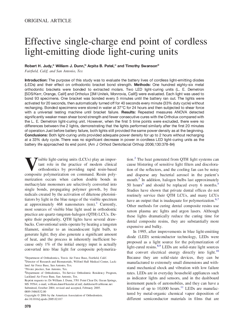 Effective single-charge end point of cordless light-emitting diode light-curing units