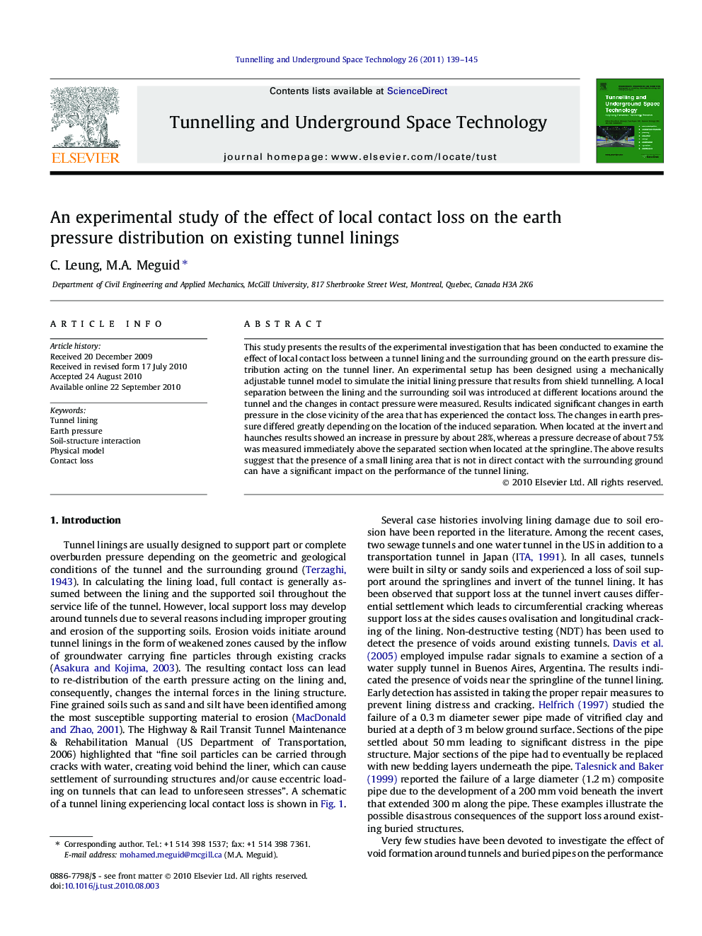 An experimental study of the effect of local contact loss on the earth pressure distribution on existing tunnel linings