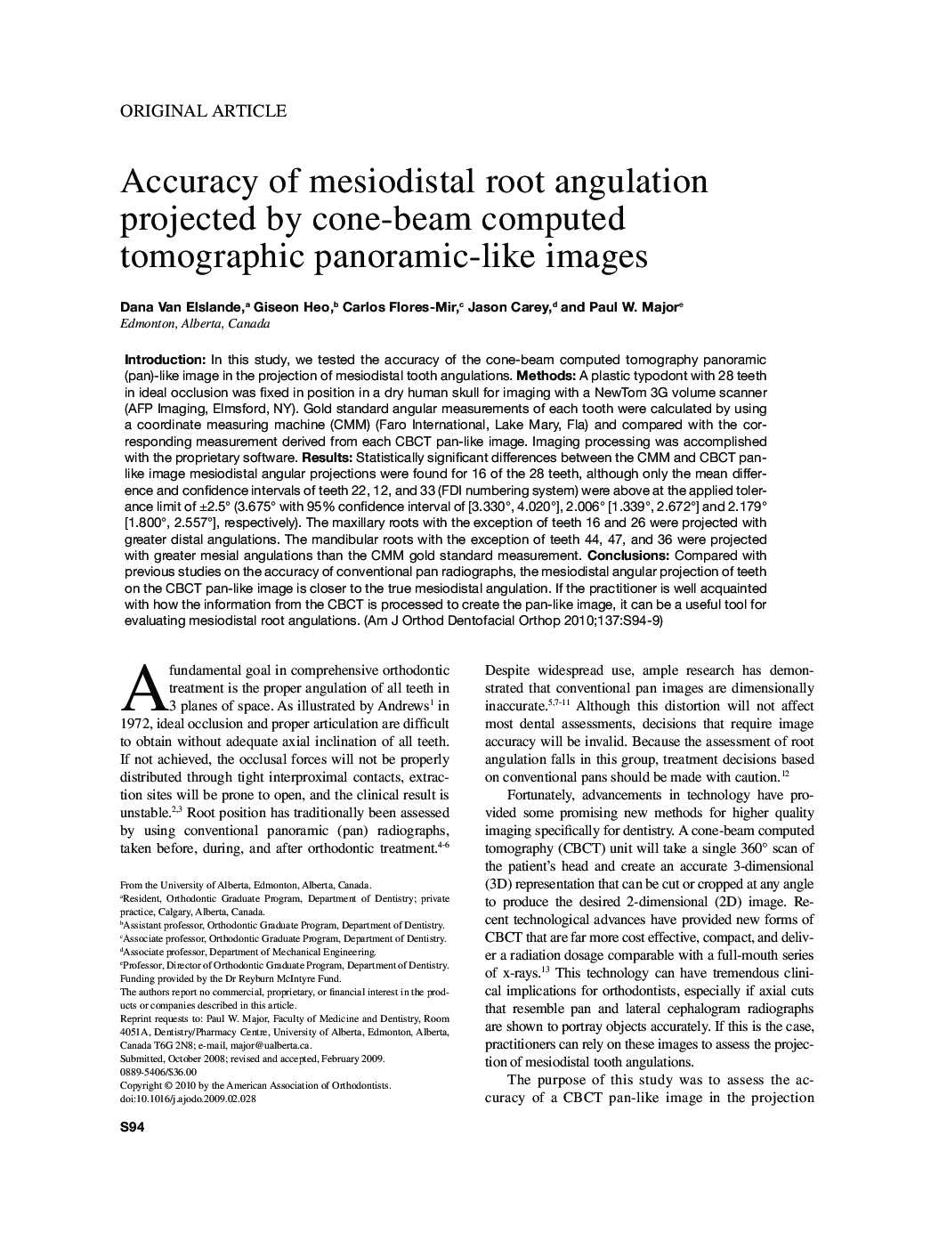 Accuracy of mesiodistal root angulation projected by cone-beam computed tomographic panoramic-like images 