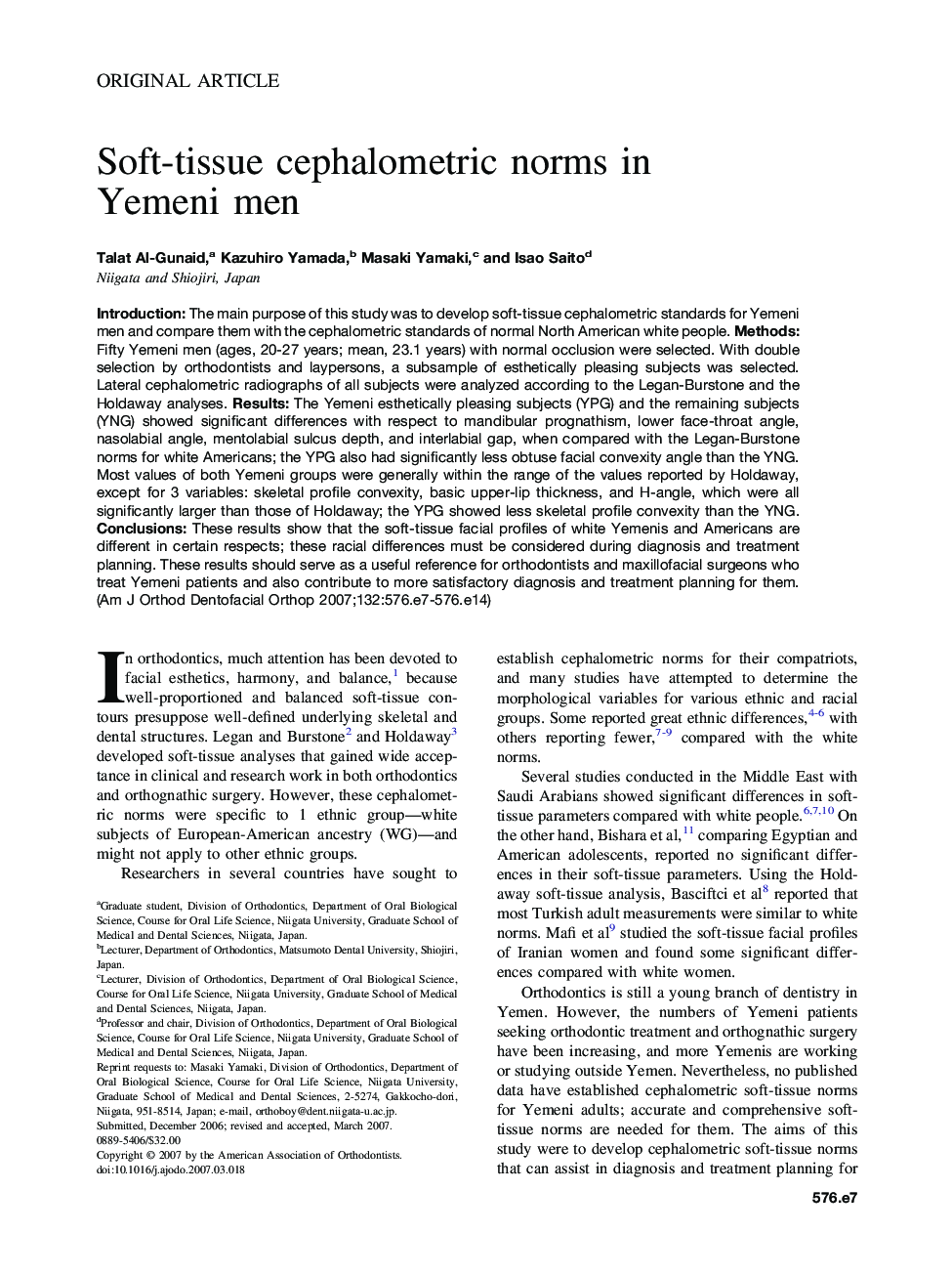 Soft-tissue cephalometric norms in Yemeni men