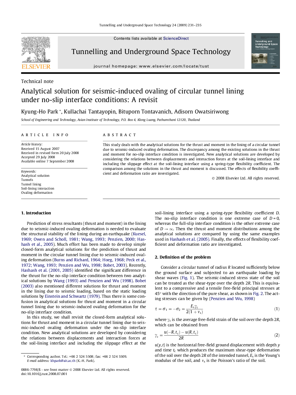 Analytical solution for seismic-induced ovaling of circular tunnel lining under no-slip interface conditions: A revisit