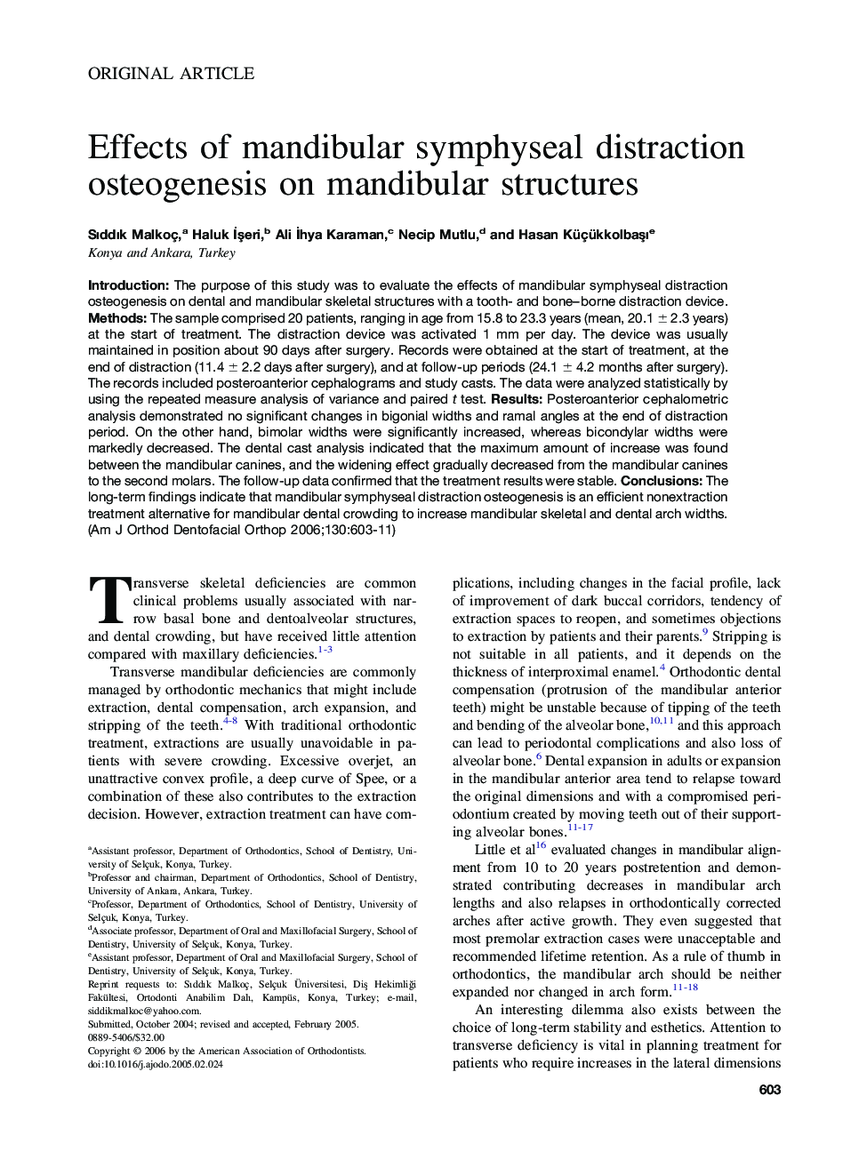 Effects of mandibular symphyseal distraction osteogenesis on mandibular structures