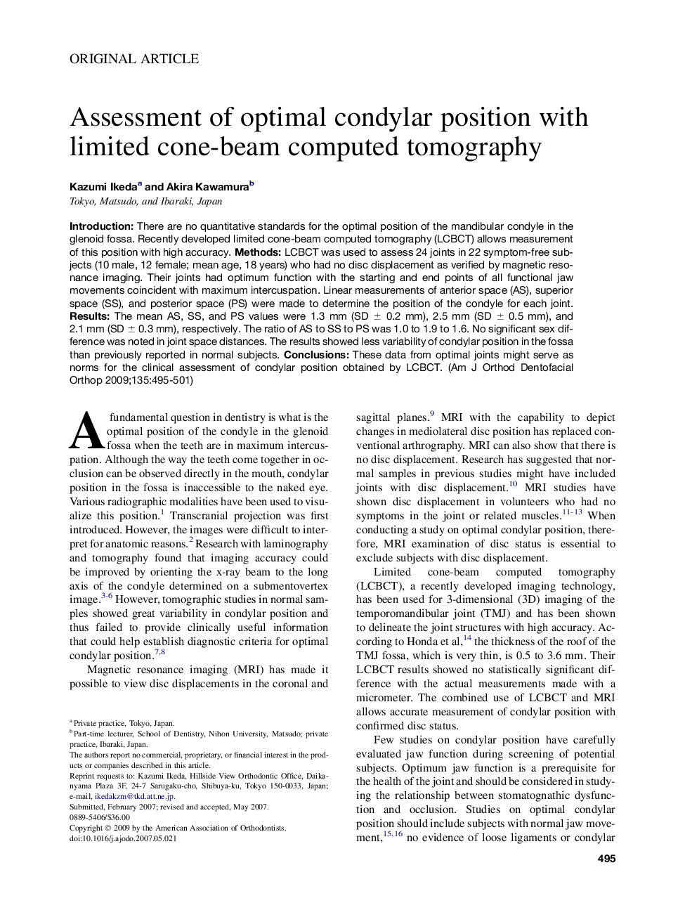 Assessment of optimal condylar position with limited cone-beam computed tomography 