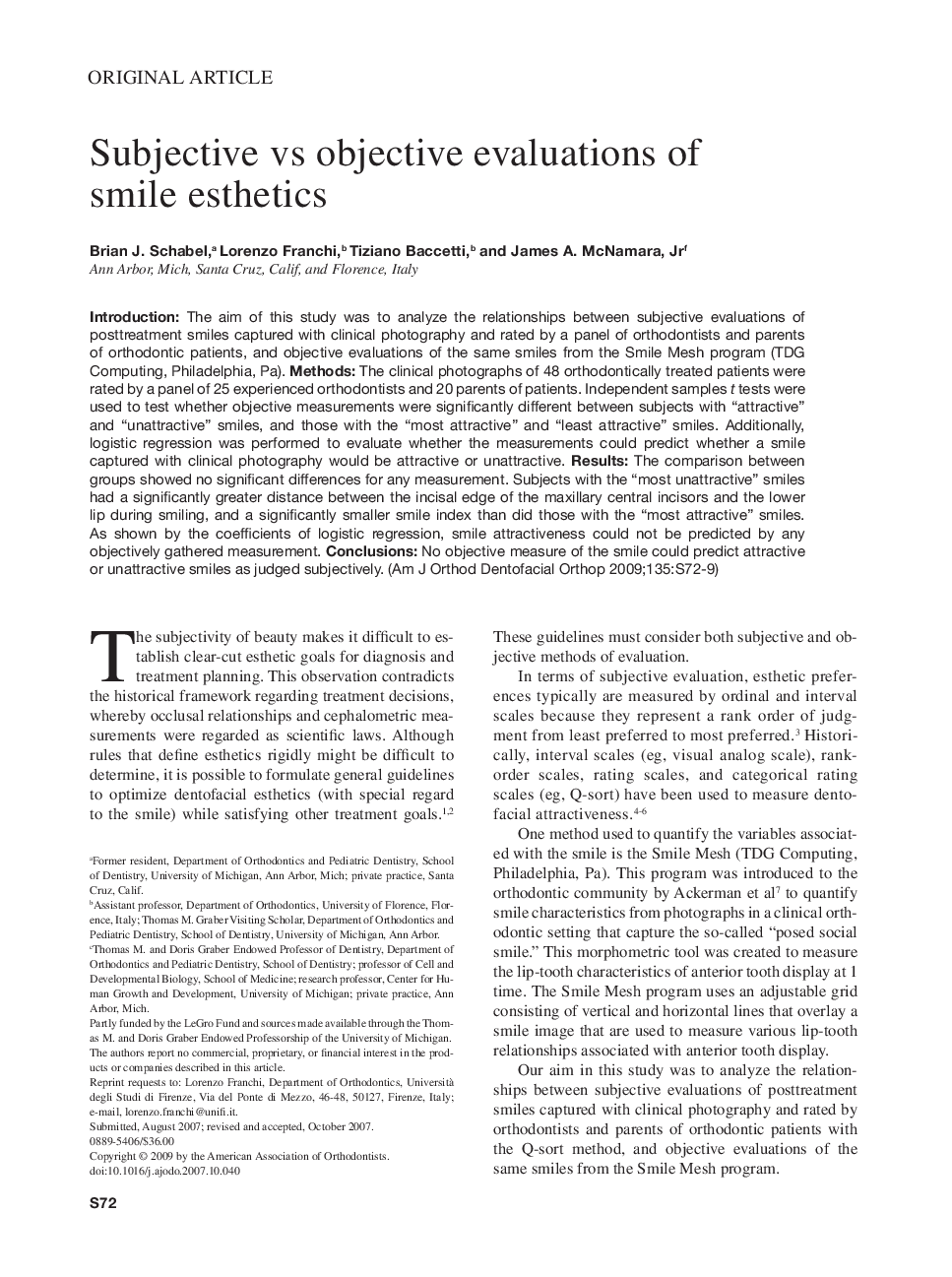 Subjective vs objective evaluations of smile esthetics 