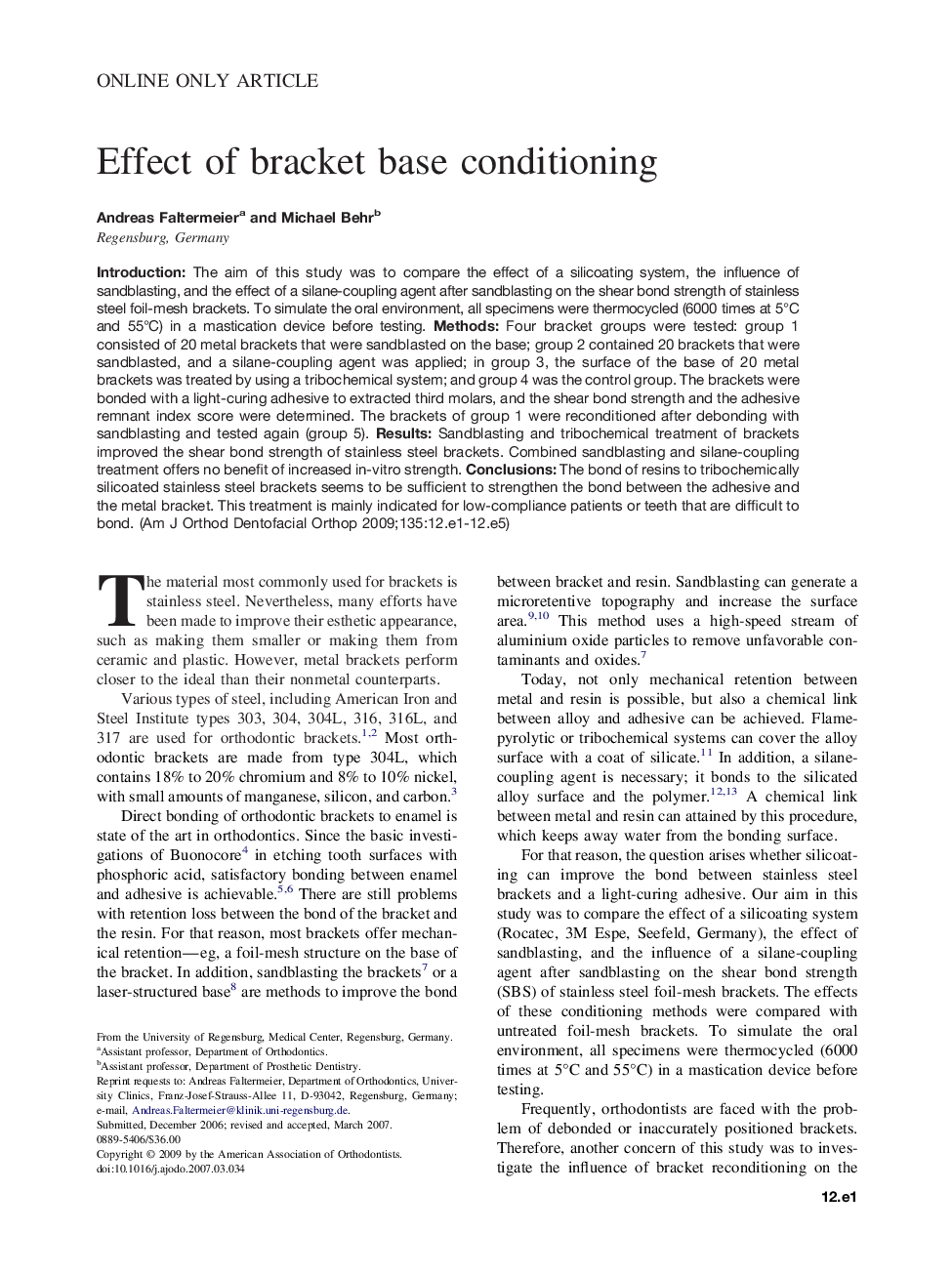 Effect of bracket base conditioning