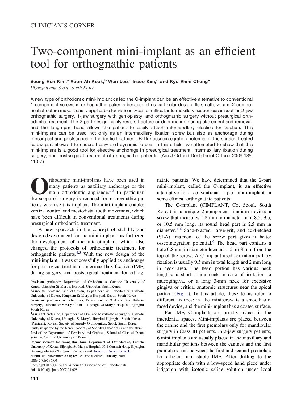 Two-component mini-implant as an efficient tool for orthognathic patients 