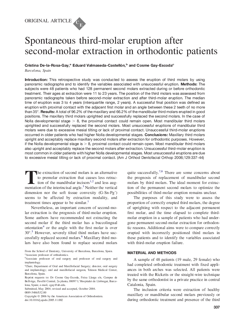 Spontaneous third-molar eruption after second-molar extraction in orthodontic patients