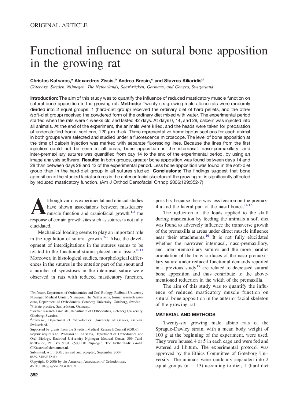 Functional influence on sutural bone apposition in the growing rat