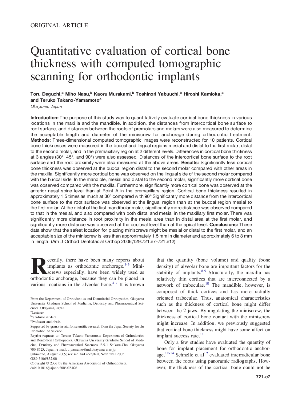 Quantitative evaluation of cortical bone thickness with computed tomographic scanning for orthodontic implants