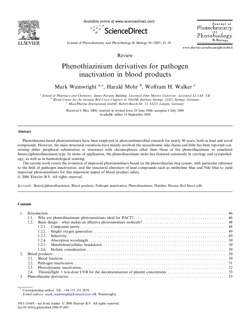 Phenothiazinium derivatives for pathogen inactivation in blood products