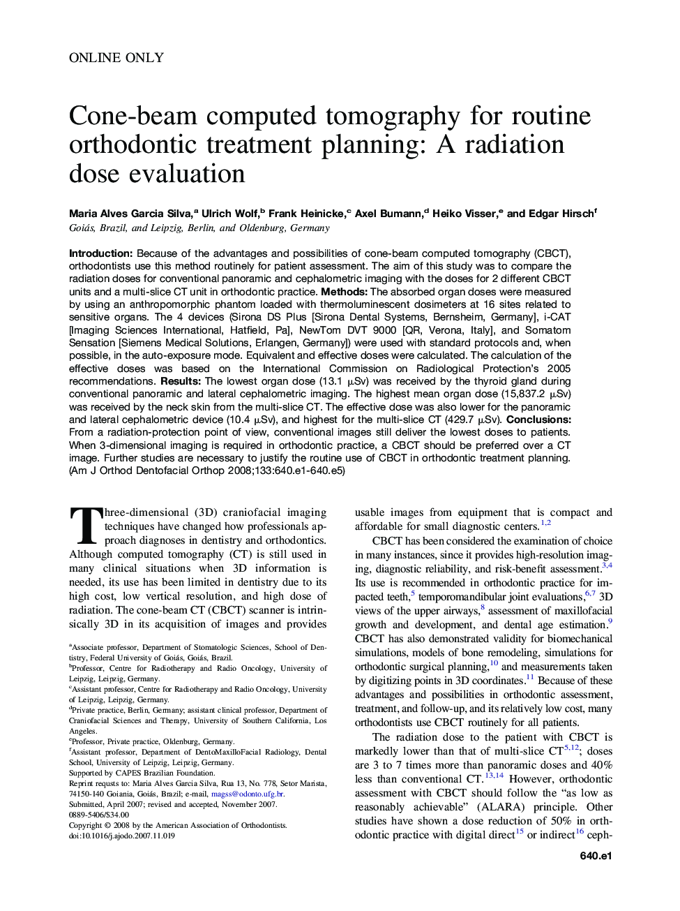 Cone-beam computed tomography for routine orthodontic treatment planning: A radiation dose evaluation