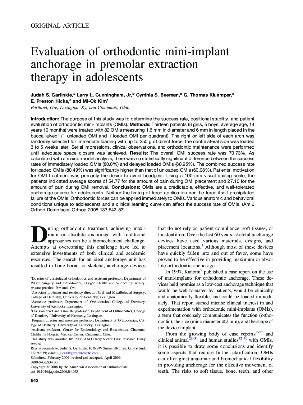 Evaluation of orthodontic mini-implant anchorage in premolar extraction therapy in adolescents 