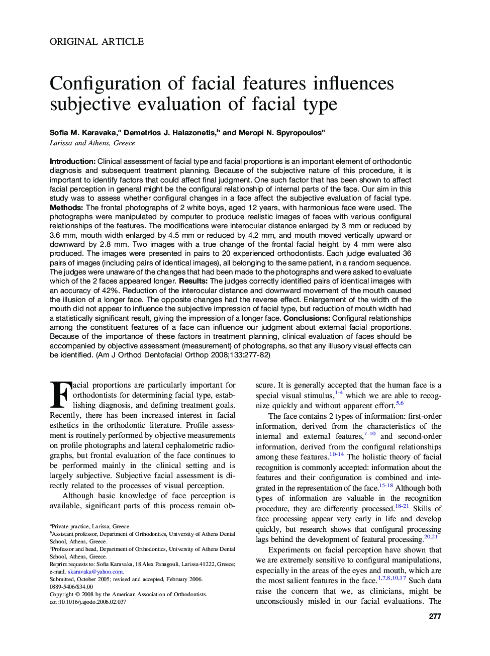 Configuration of facial features influences subjective evaluation of facial type