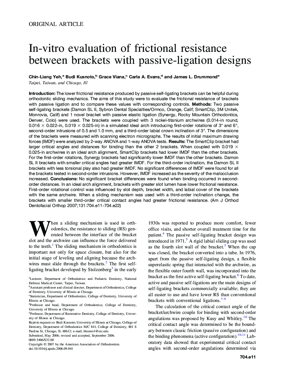 In-vitro evaluation of frictional resistance between brackets with passive-ligation designs