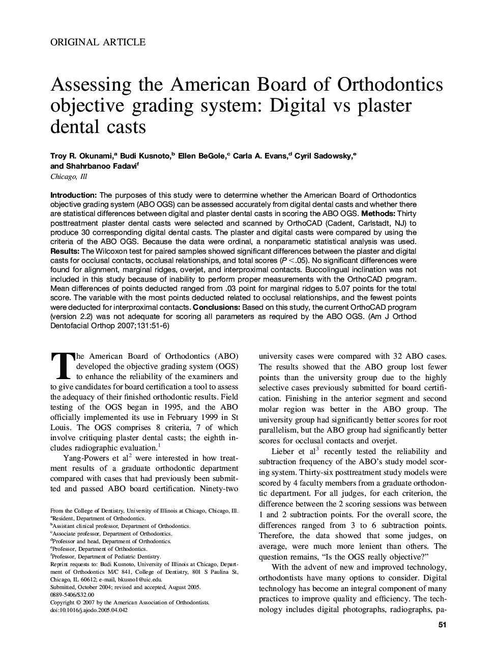 Assessing the American Board of Orthodontics objective grading system: Digital vs plaster dental casts