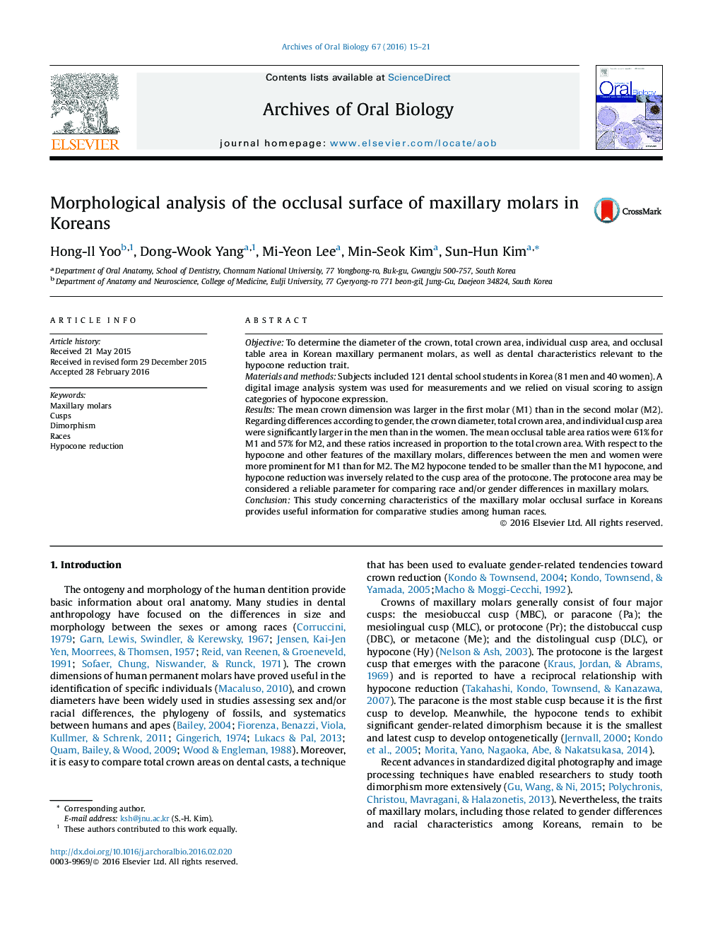 تجزیه و تحلیل مورفولوژیکی سطح اکلوزال مولر ماگزیلاری در کره ای ها 