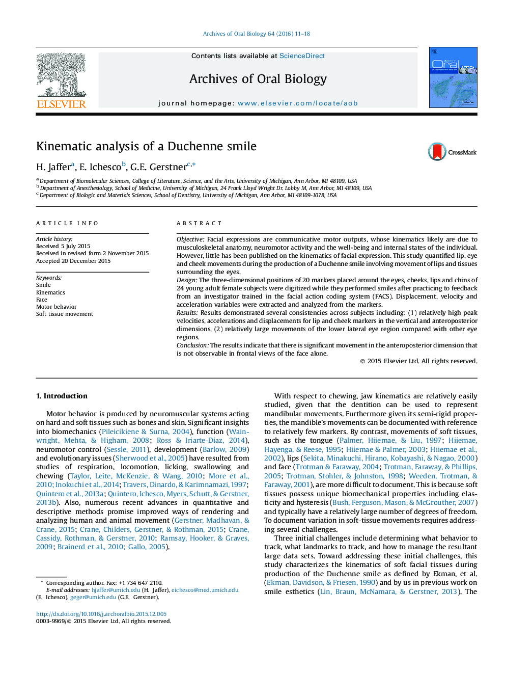 Kinematic analysis of a Duchenne smile