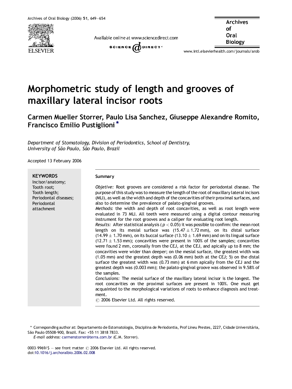 Morphometric study of length and grooves of maxillary lateral incisor roots