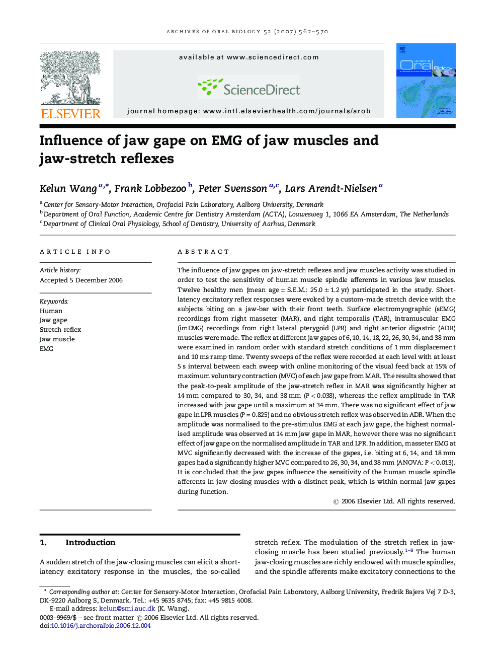 Influence of jaw gape on EMG of jaw muscles and jaw-stretch reflexes