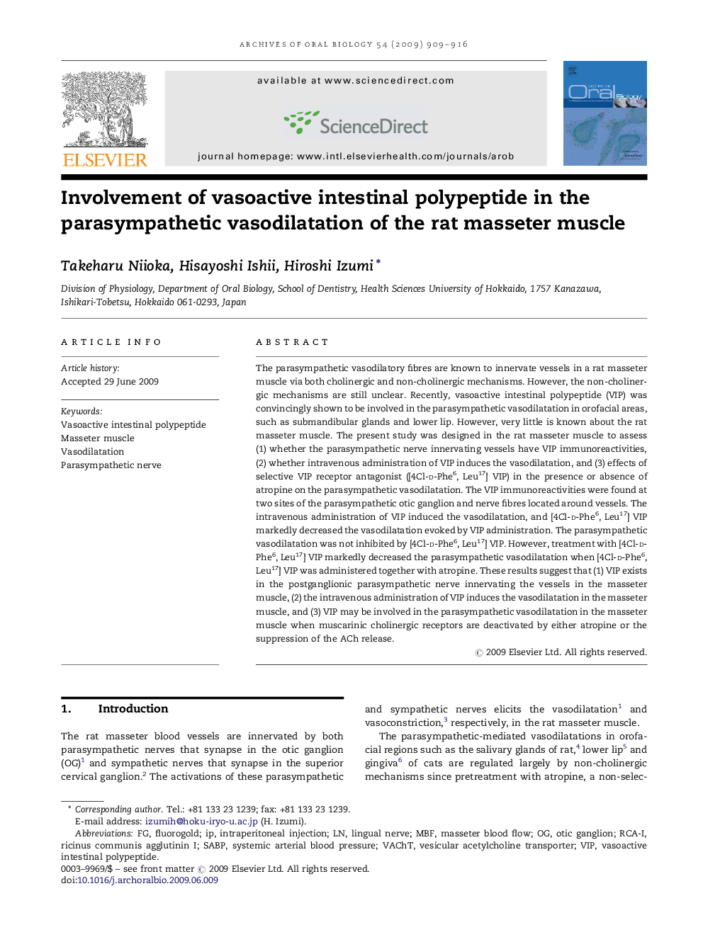 Involvement of vasoactive intestinal polypeptide in the parasympathetic vasodilatation of the rat masseter muscle