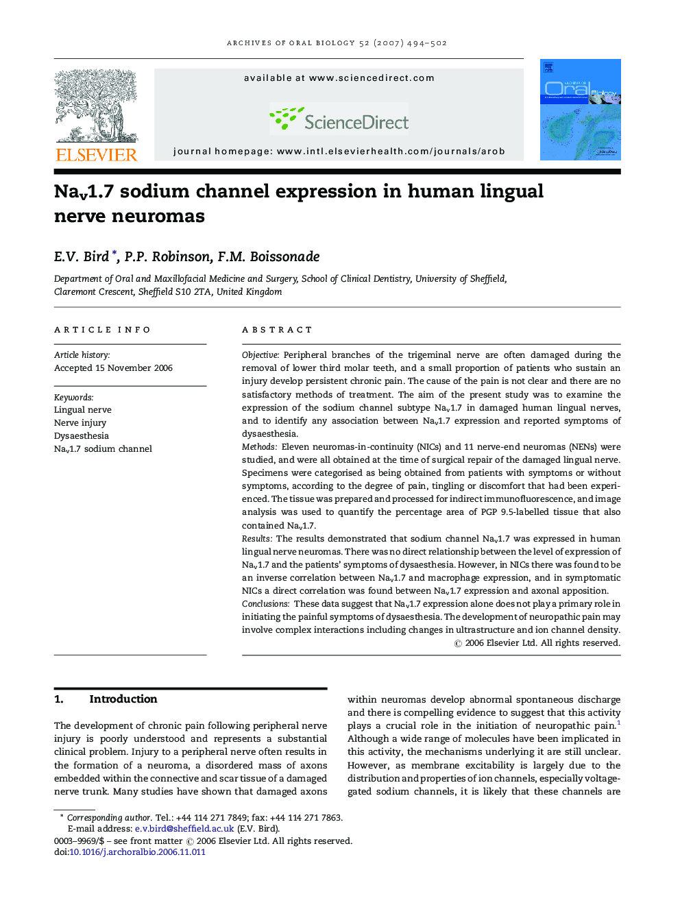 Nav1.7 sodium channel expression in human lingual nerve neuromas