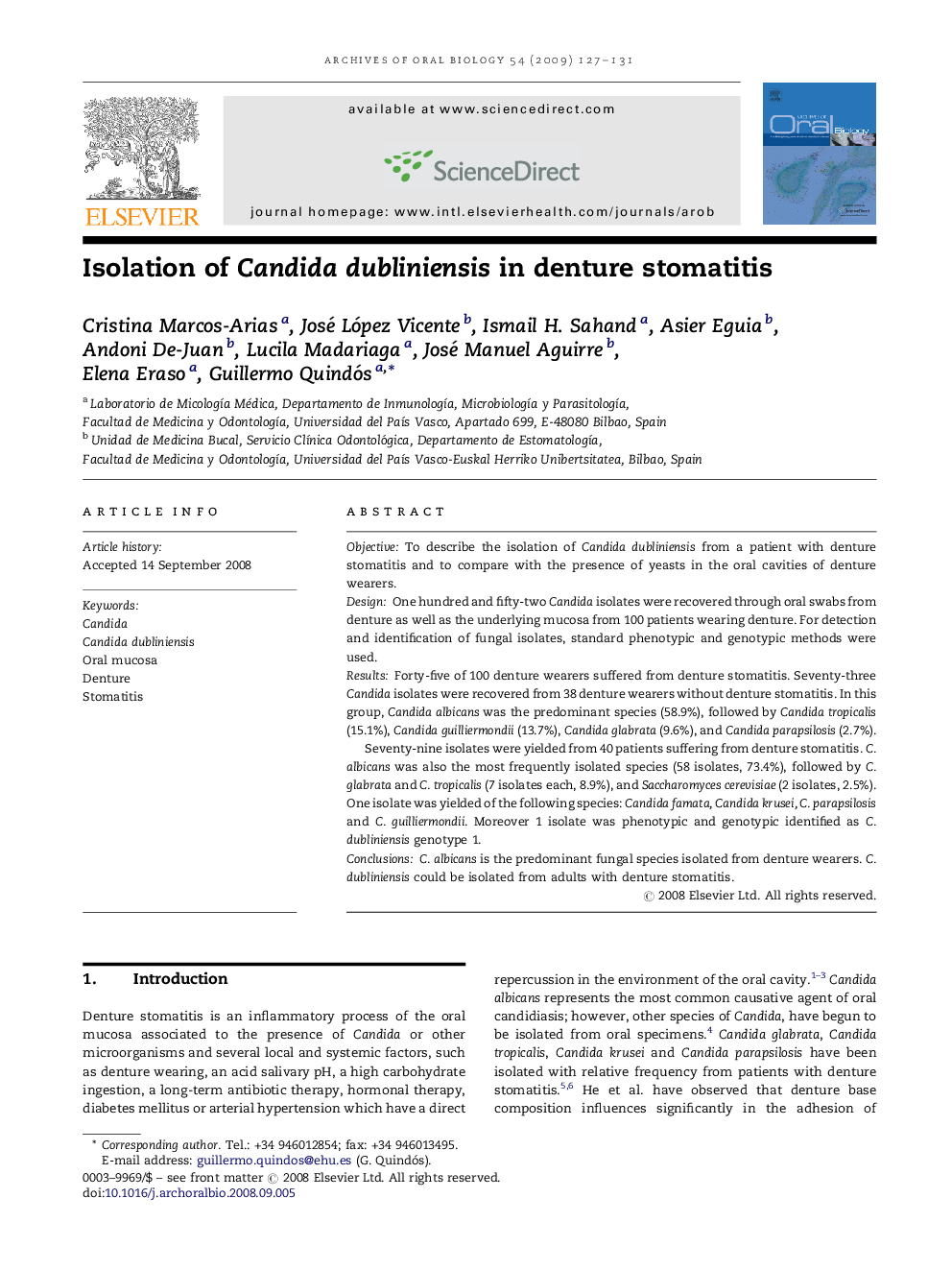 Isolation of Candida dubliniensis in denture stomatitis