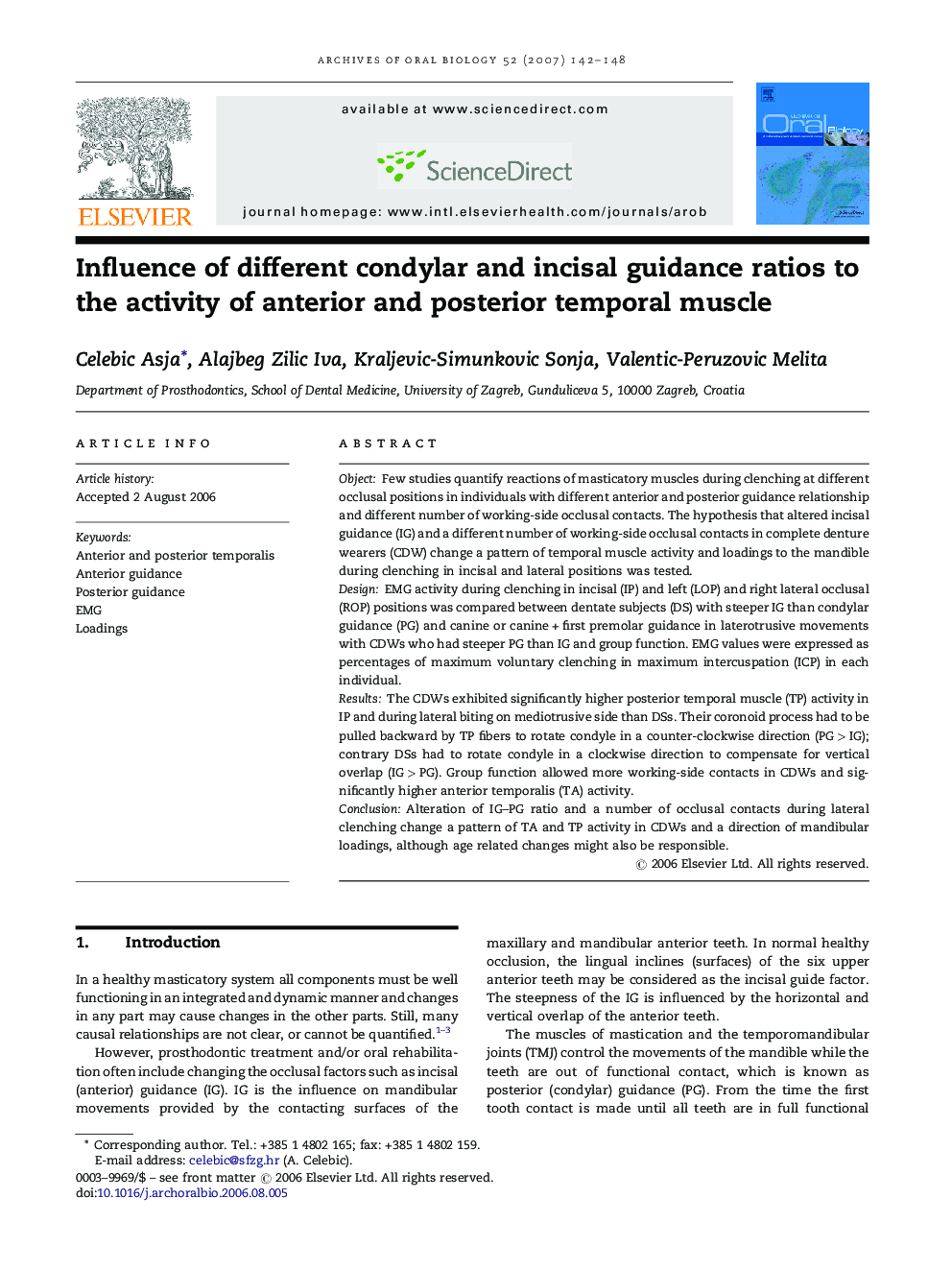 Influence of different condylar and incisal guidance ratios to the activity of anterior and posterior temporal muscle