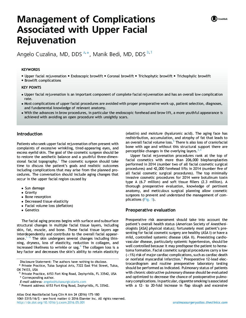 Management of Complications Associated with Upper Facial Rejuvenation