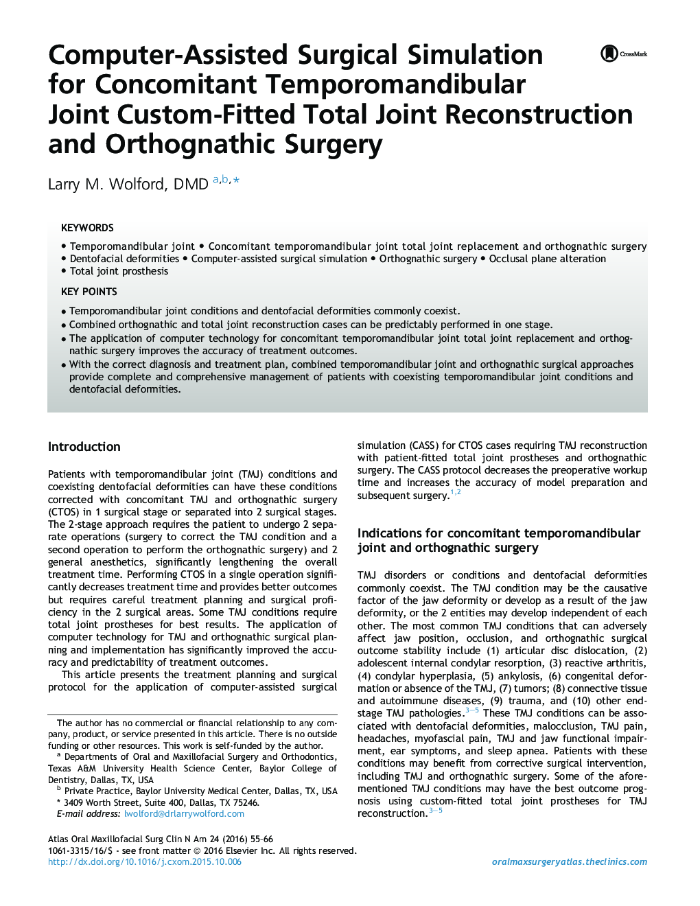 Computer-Assisted Surgical Simulation for Concomitant Temporomandibular Joint Custom-Fitted Total Joint Reconstruction and Orthognathic Surgery