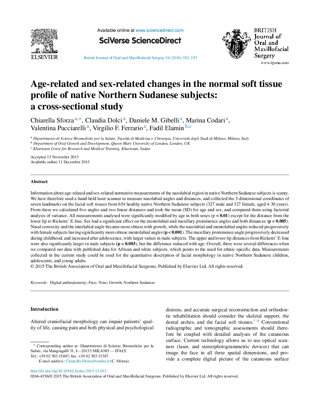 Age-related and sex-related changes in the normal soft tissue profile of native Northern Sudanese subjects: a cross-sectional study