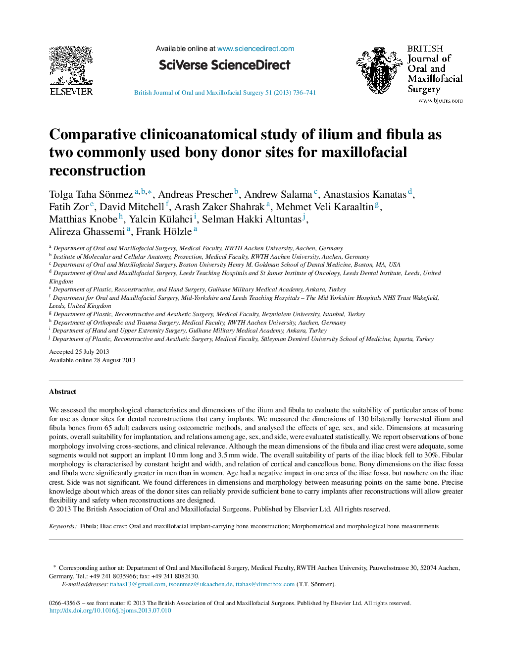 Comparative clinicoanatomical study of ilium and fibula as two commonly used bony donor sites for maxillofacial reconstruction