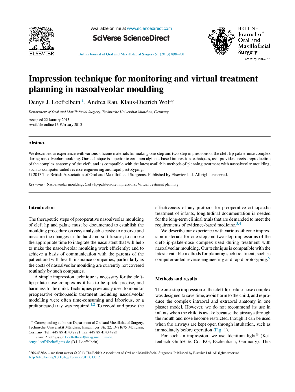 Impression technique for monitoring and virtual treatment planning in nasoalveolar moulding