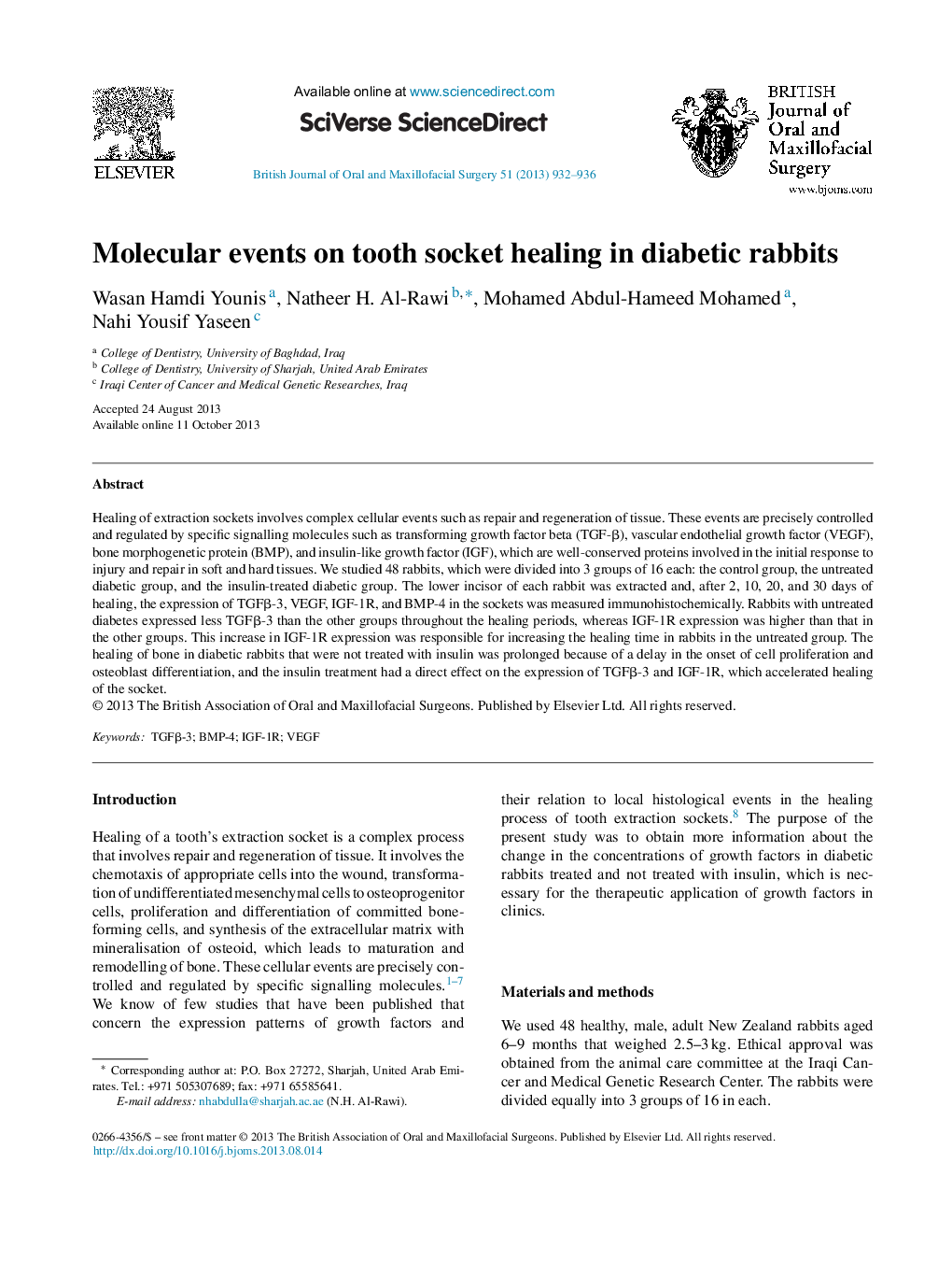 Molecular events on tooth socket healing in diabetic rabbits