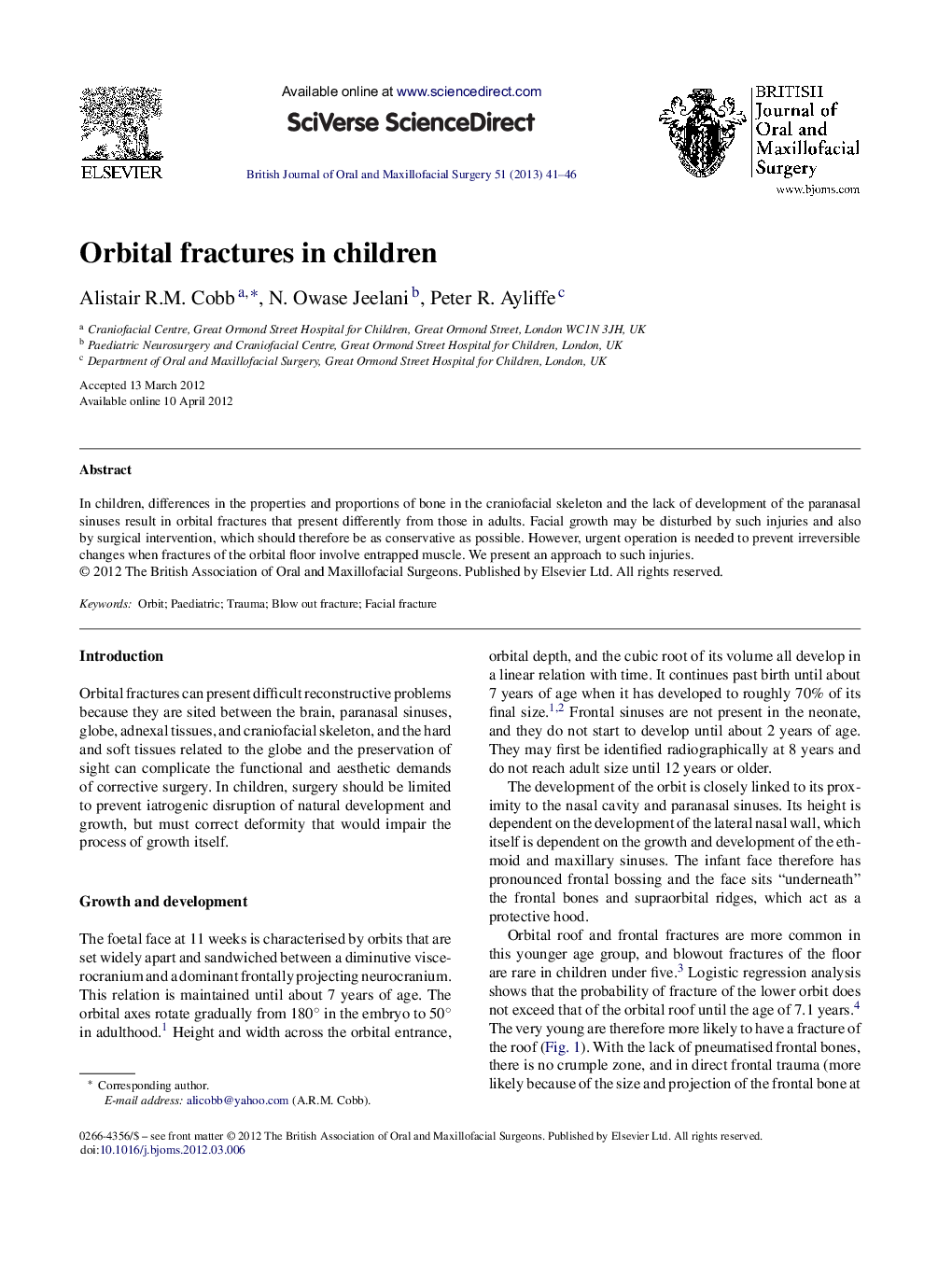 Orbital fractures in children