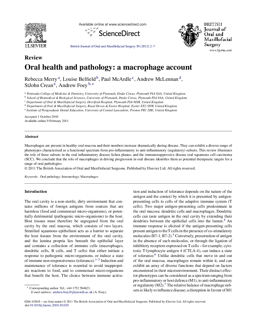 Oral health and pathology: a macrophage account