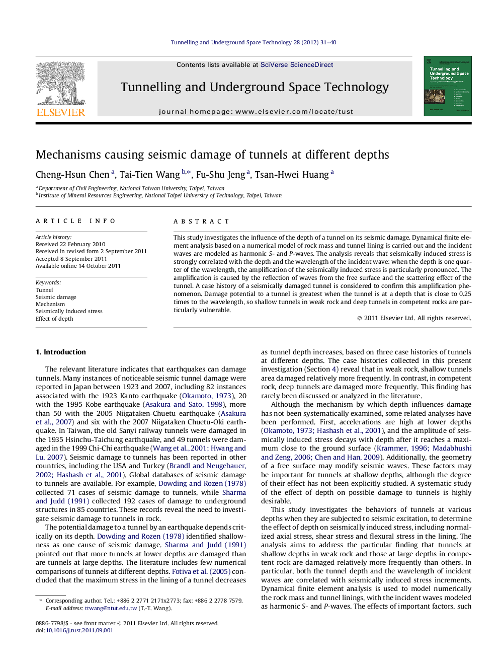 Mechanisms causing seismic damage of tunnels at different depths