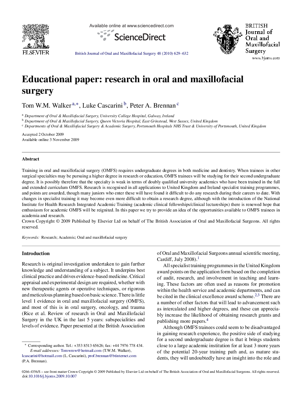 Educational paper: research in oral and maxillofacial surgery