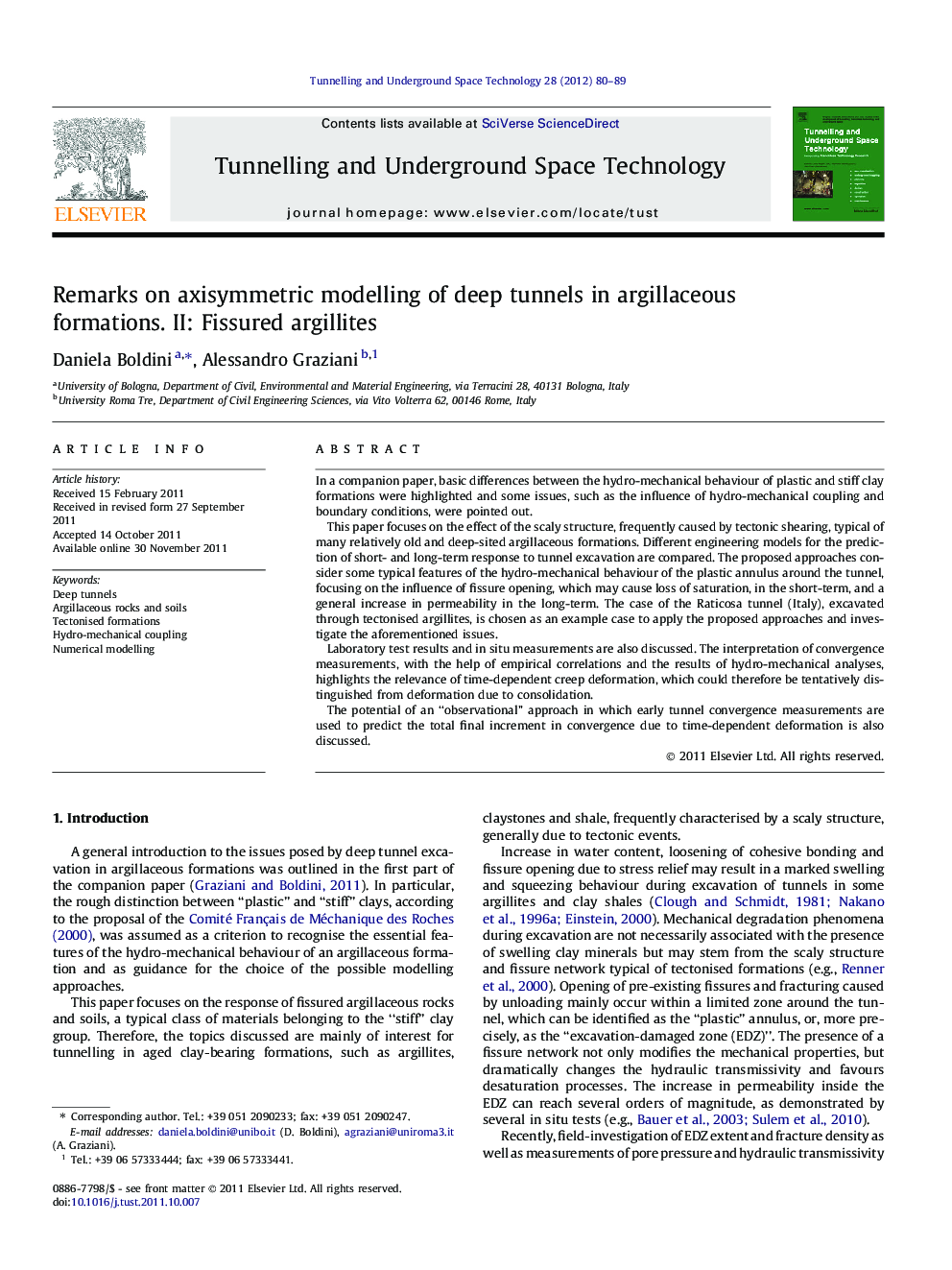 Remarks on axisymmetric modelling of deep tunnels in argillaceous formations. II: Fissured argillites