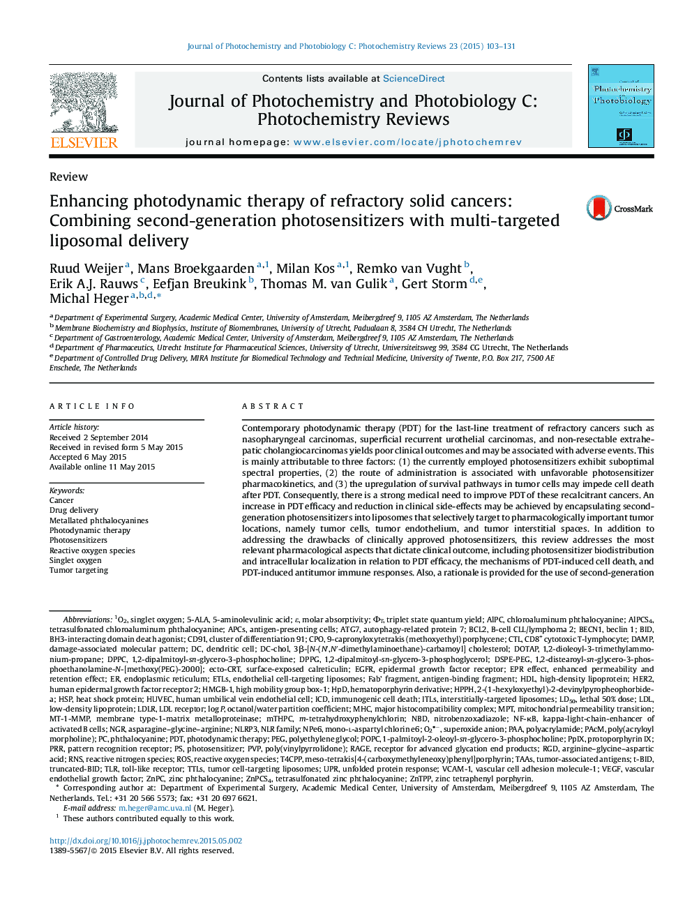 Enhancing photodynamic therapy of refractory solid cancers: Combining second-generation photosensitizers with multi-targeted liposomal delivery
