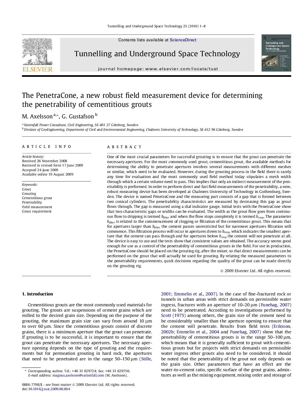 The PenetraCone, a new robust field measurement device for determining the penetrability of cementitious grouts