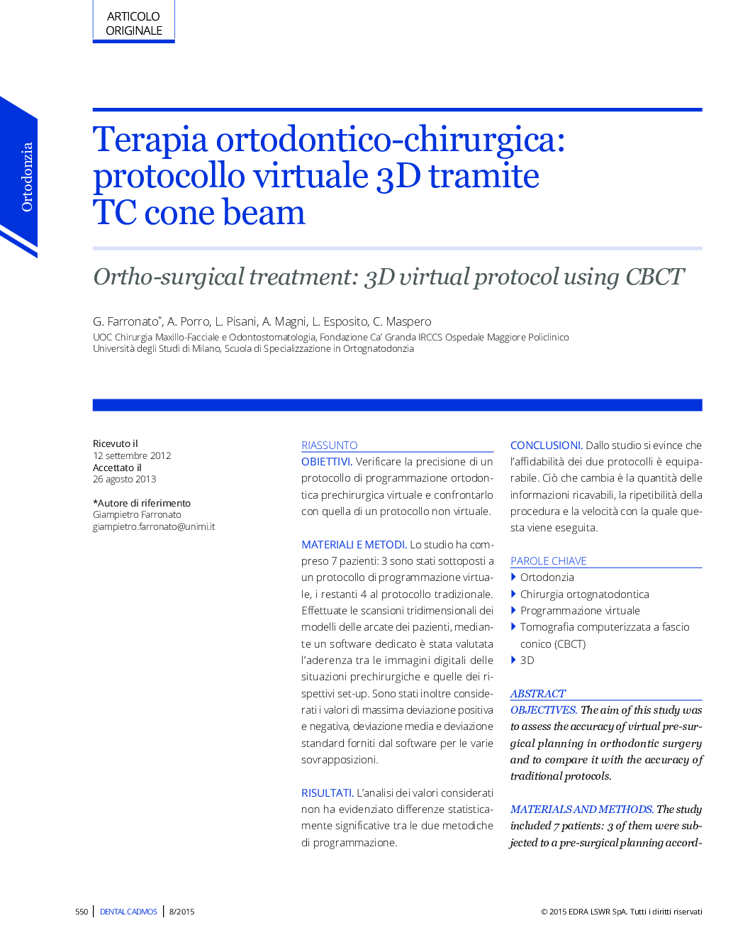 Terapia ortodontico-chirurgica: protocollo virtuale 3D tramite TC cone beam